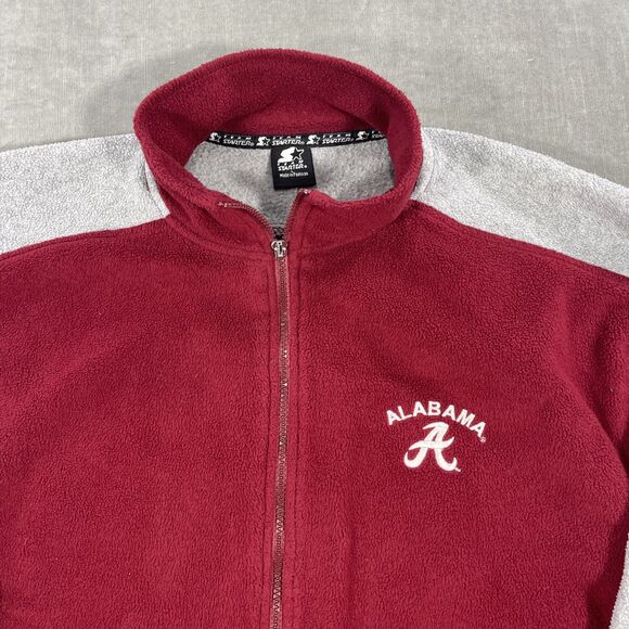 Starter Alabama Crimson Tide Men’s Large Red Gray Full Zip Fleece Jacket - Picture 2 of 9
